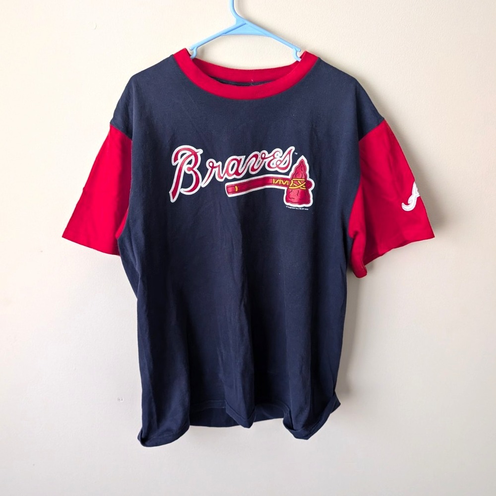 Lee Sport Atlanta Braves MLB T-Shirt L Navy Red Baseball Vintage Y2K 2003